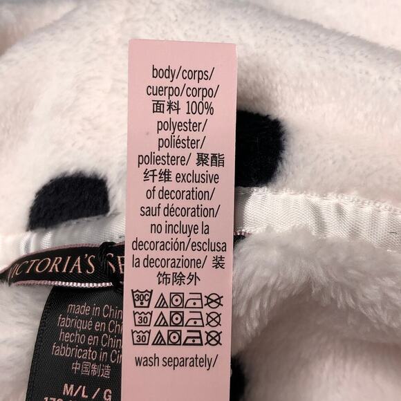 NWT Victoria's Secret Short Soft Polka Dot Plush Robe and Quarter Socks size M/L - Picture 7 of 11